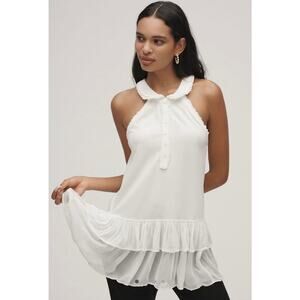 NWT Anthropologie Maeve Collared Halter Ruffled Tunic Top - Size M MSRP $78